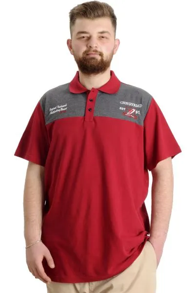 Big Size Mens T-Shirt Polo CHNGYRMD 23328 Burgundy