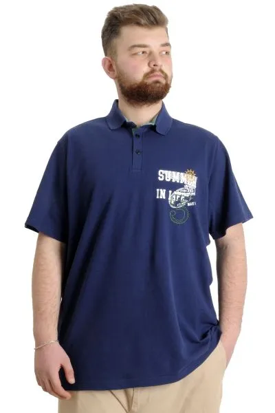 Big Size Mens T-Shirt Polo SUMMER 23331 Indigo
