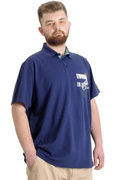 Big Size Mens T-Shirt Polo SUMMER 23331 Indigo