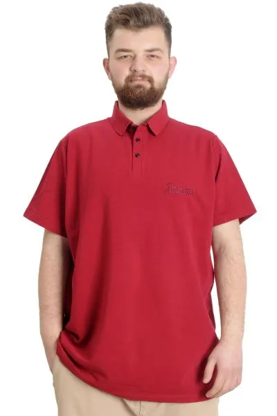 Büyük Beden Erkek T-shirt Polo CARPE DIEM 23333 Bordo