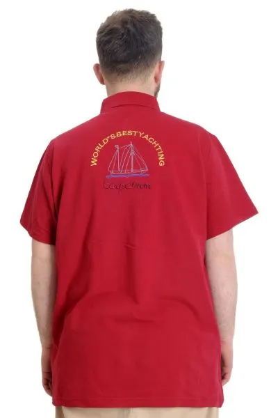 Büyük Beden Erkek T-shirt Polo CARPE DIEM 23333 Bordo