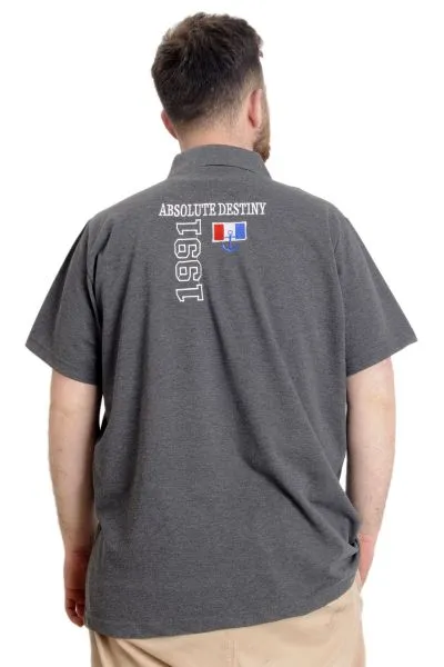 Big Size Mens T-Shirt Polo ABSOLUTE DESTINY 23335 AntraMelange