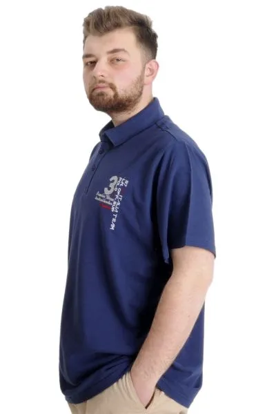 Büyük Beden Erkek T-shirt Polo CAPTIAN 23338 İndigo