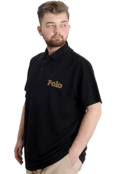 Büyük Beden Erkek T-shirt Polo HORSE 23339 Siyah