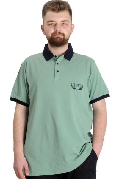 Büyük Beden Erkek Polo T-shirt 1991 23341 Çağla