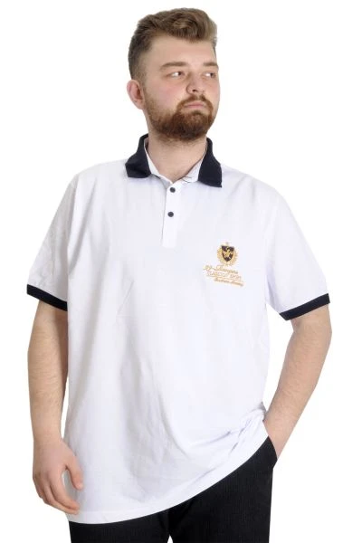 Büyük Beden Erkek Polo T-shirt RANGERS 23342 Beyaz