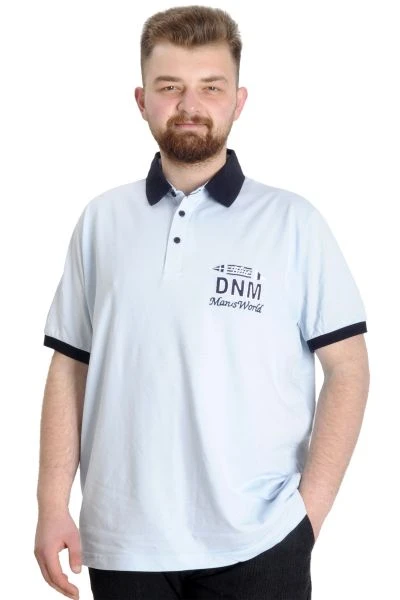 Büyük Beden Erkek Polo T-shirt DNM 23343 Mavi