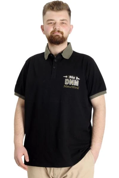 Büyük Beden Erkek Polo T-shirt DNM 23343 Siyah
