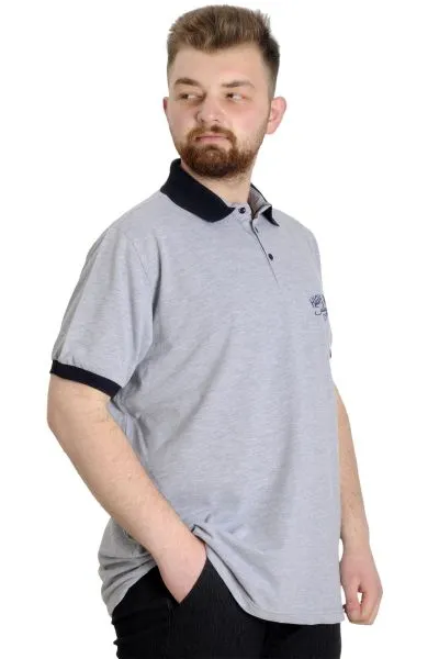 Big Size Mens Polo T-shirt SAILING 23344 Grey Melange