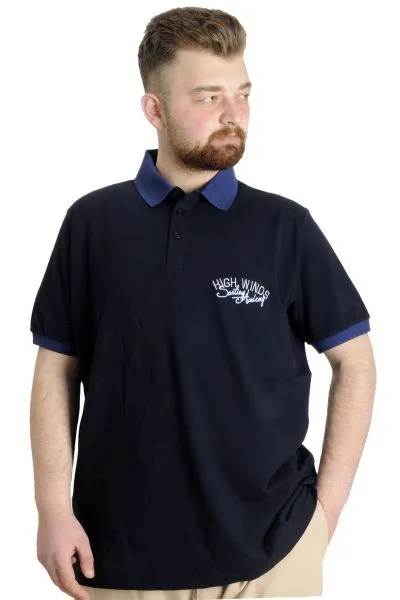 Big Size Mens Polo T-shirt SAILING 23344 Navy Blue