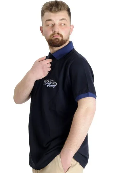 Big Size Mens Polo T-shirt SAILING 23344 Navy Blue