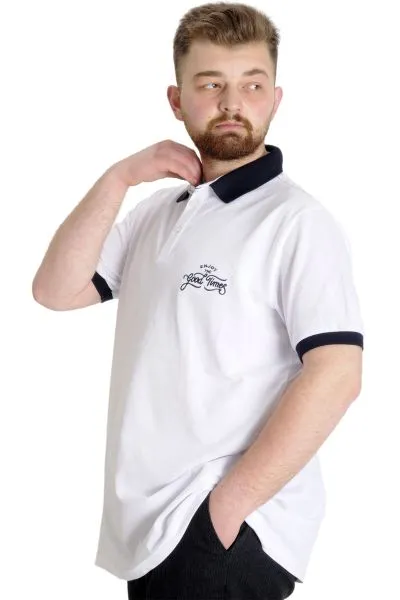 Büyük Beden Erkek Polo T-shirt GOOD TIMES 23345 Beyaz