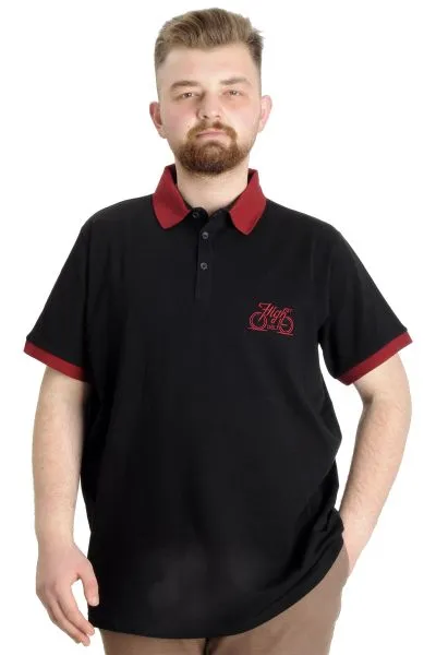 Büyük Beden Erkek Polo T-shirt HIGH 23346 Siyah