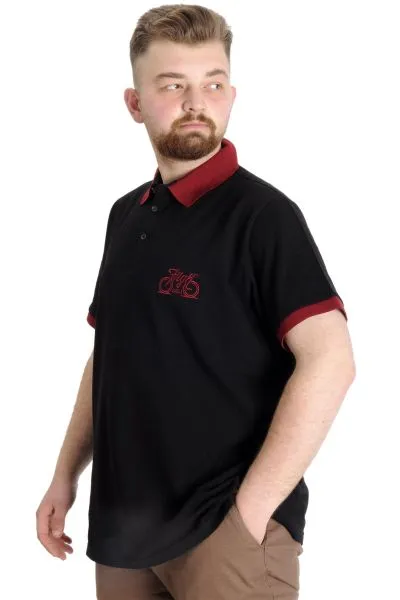 Büyük Beden Erkek Polo T-shirt HIGH 23346 Siyah