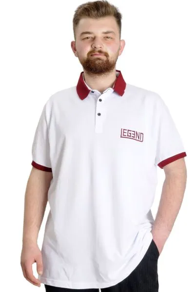 Büyük Beden Erkek Polo T-shirt LEGEND 23347 Beyaz