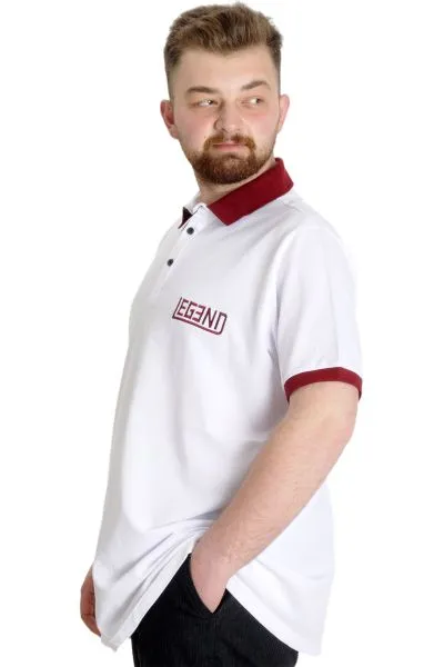 Büyük Beden Erkek Polo T-shirt LEGEND 23347 Beyaz