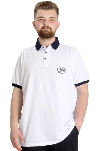 Büyük Beden Erkek Polo T-shirt POTENT 23348 Beyaz