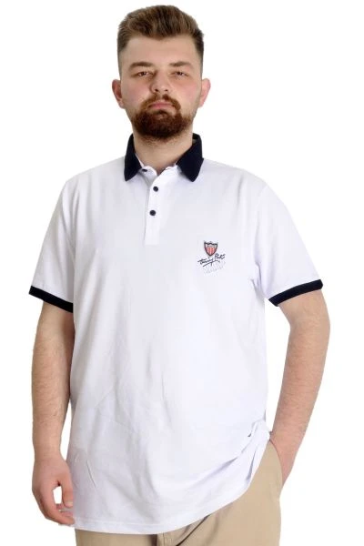 Büyük Beden Erkek Polo T-shirt TURNING PRIME 23349 Beyaz