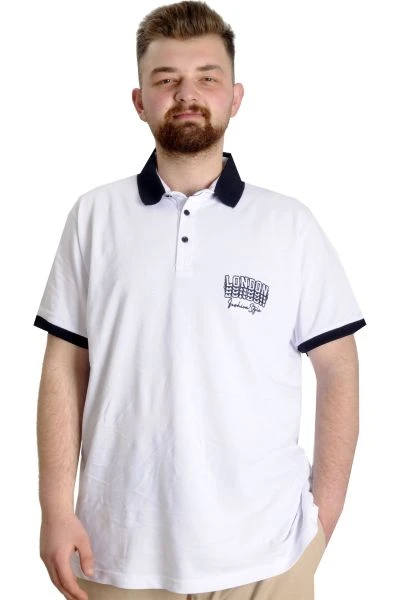 Büyük Beden Erkek Polo T-shirt LONDON 23350 Beyaz