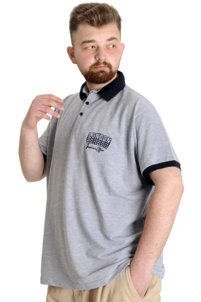 Büyük Beden Erkek Polo T-shirt LONDON 23350 Grimelanj