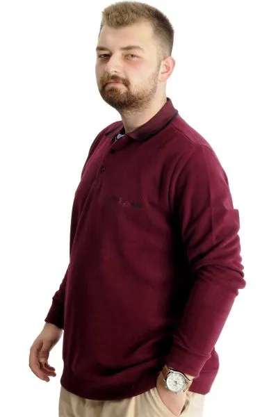 Büyük Beden  Sweat Polo Selanik Mode 23448 Bordo