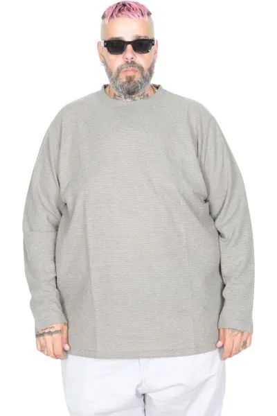 Big Size Mens Sweatshirt Crew Neck Long Arm WAFFLE 23460 Khaki