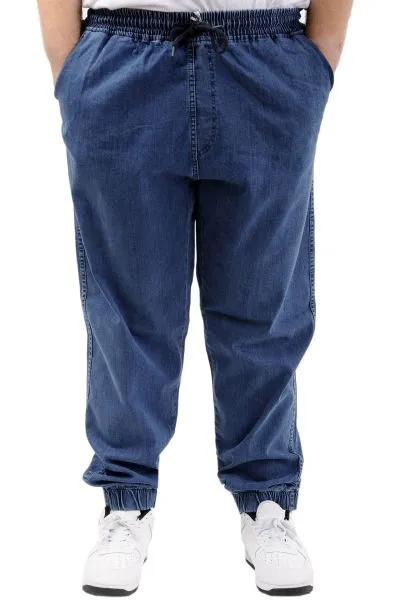 Büyük Beden Erkek Pantolon Kot Jogger Lastikli Paça TORONTO 23916 Mavi