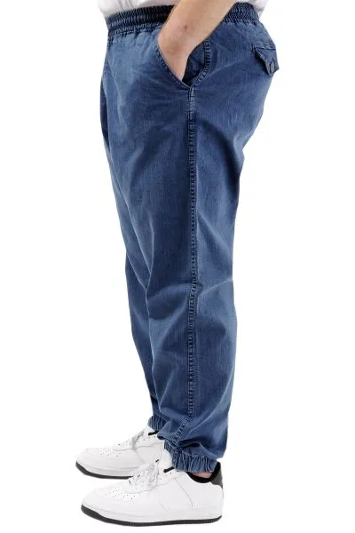 Büyük Beden Erkek Pantolon Kot Jogger Lastikli Paça TORONTO 23916 Mavi