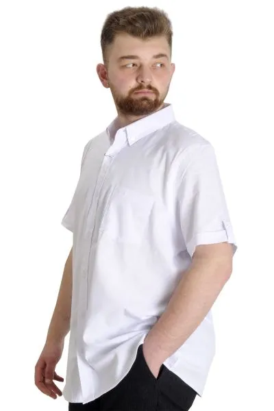 Büyük Beden Erkek Gömlek Gabardin Kısa Kol Tek Cep 23302 Beyaz [product_color]