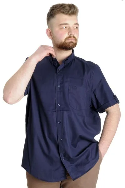 Büyük Beden Erkek Gömlek Gabardin Kısa Kol Tek Cep 23302 Lacivert [product_color]