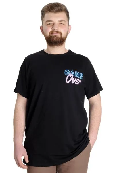 Büyük Beden Erkek T-shirt GAME OVER 23130 Siyah [product_color]