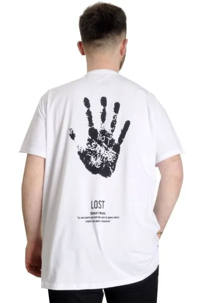 Büyük Beden Erkek T-shirt LOST 23129 Beyaz [product_color]