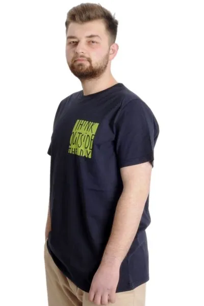 Büyük Beden Erkek T-shirt OUTSIDE 23106 Lacivert [product_color]