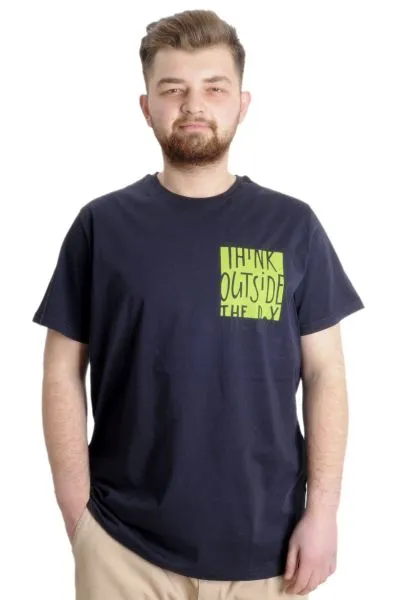 Büyük Beden Erkek T-shirt OUTSIDE 23106 Lacivert [product_color]