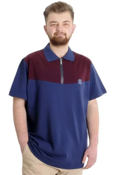 Büyük Beden Erkek T-shirt Polo FRAGMENTED 23325 İndigo [product_color]