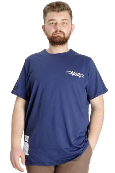 Büyük Beden Erkek T-shirt TELEPATHIC 23132 İndigo [product_color]
