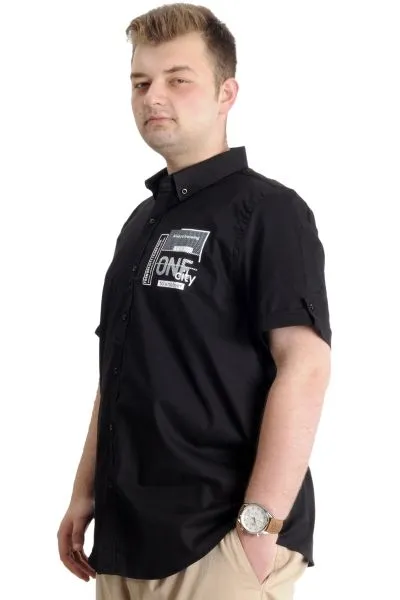 Mens Big Size Gabardinee Shirt ONE CITY 23307 Black