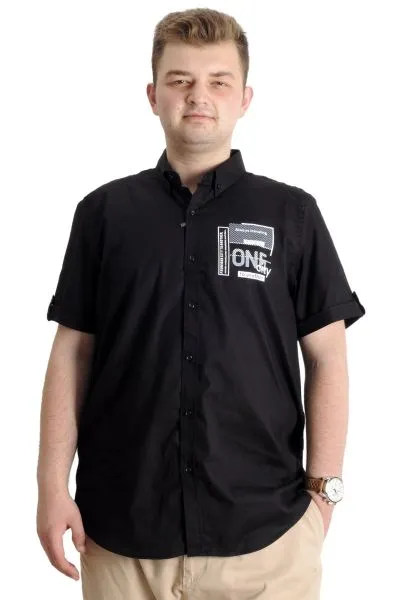 Mens Big Size Gabardinee Shirt ONE CITY 23307 Black