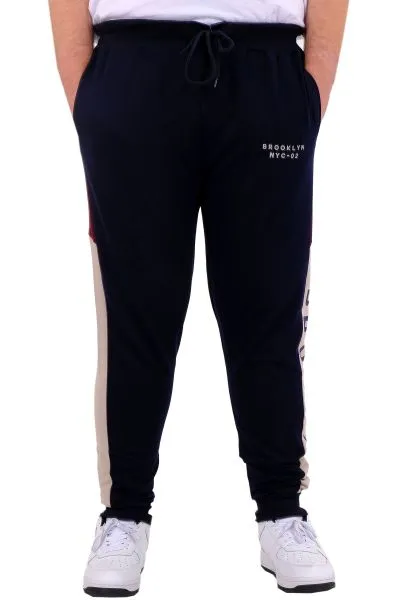 Big Size Mens Sweatpants Interlock Garnili BROOKLYN 24517 Navy Blue
