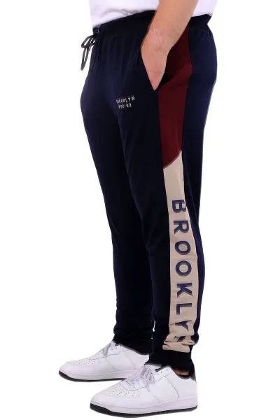 Big Size Mens Sweatpants Interlock Garnili BROOKLYN 24517 Navy Blue