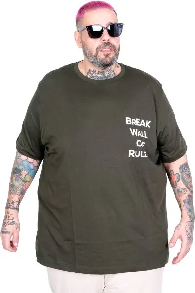 Big Size T-Shirt Break U26108 KHAKI