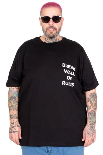 Big Size T-Shirt Break U26108 BLACK