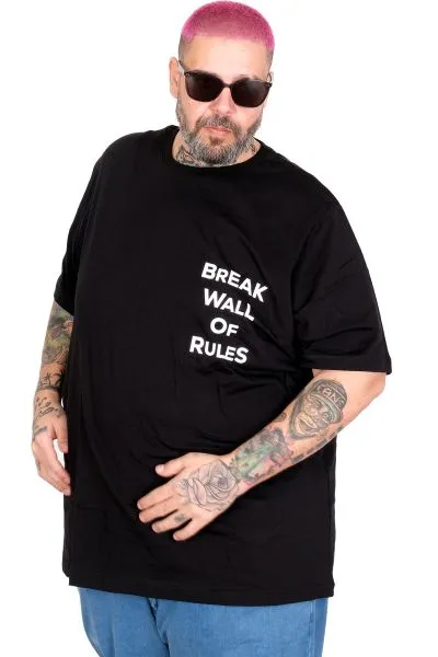 Big Size T-Shirt Break U26108 BLACK