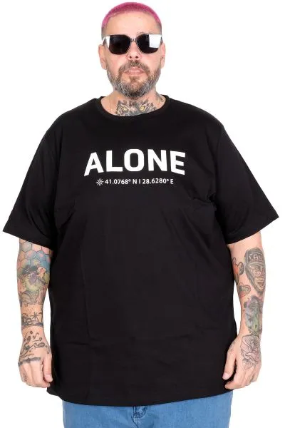 Big Size T-Shirt Alone U26164 BLACK