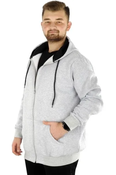 Büyük Beden Erkek Sweatshirt Zippered Recycle B20533 Grimelanj [product_color]
