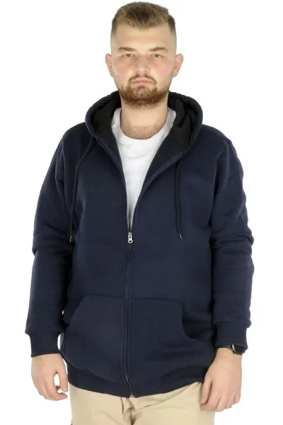 Büyük Beden Erkek Sweatshirt Zippered Recycle B20533 Lacivert [product_color]