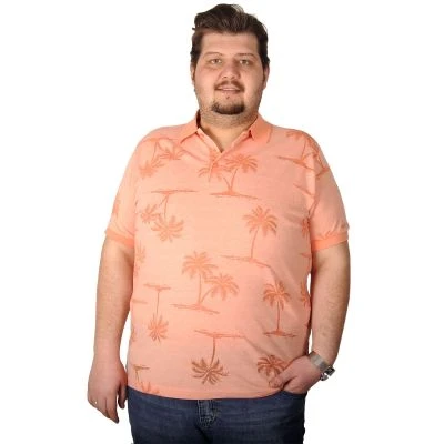 Büyük Beden Erkek T-Shirt Polo Palm Desing Su 19430 Nar Çiçeği