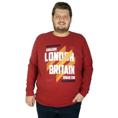 Büyük Beden Erkek Sweatshirt London Britain 19133 Bordo BORDO