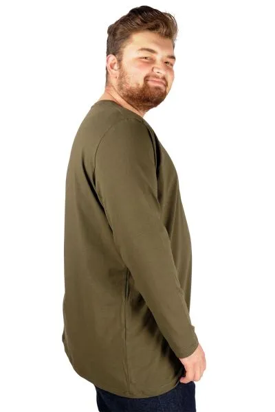 Büyük Beden Erkek Tshirt Likralı Bisiklet Yaka 20102 Haki HAKI