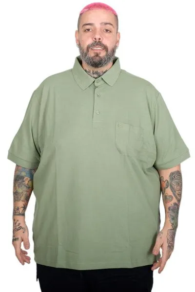 Big+Mens Tshirt Polo with pocket Classic Pike 20552 Cagla Greeni